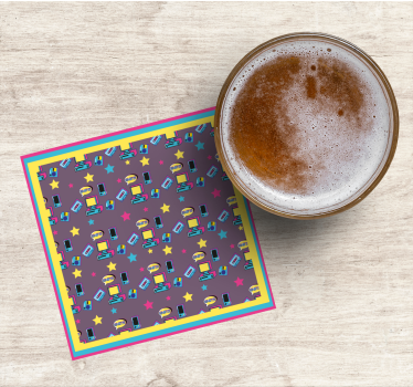 Retro tech minta poháralátétek szörnyszülött - TenStickers