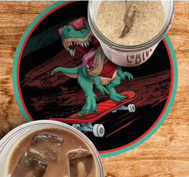 Skateboarding dinosaur graphic poháralátétek szörnyszülött - TenStickers