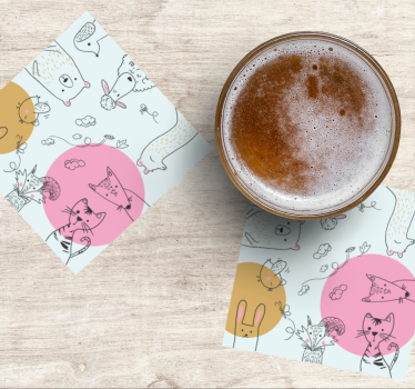 Színes Állatillusztrációk poháralátétek szörnyszülött - TenStickers