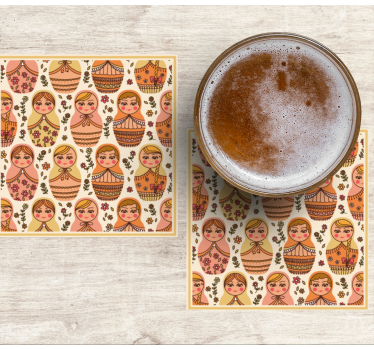 Színes matryoshka babák mintás poháralátétek szörnyszülött - TenStickers