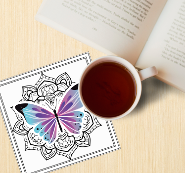Színes pillangó mandala poháralátétek - TenStickers