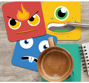 Színes szörnyarcok poháralátétek szörnyszülött - TenStickers