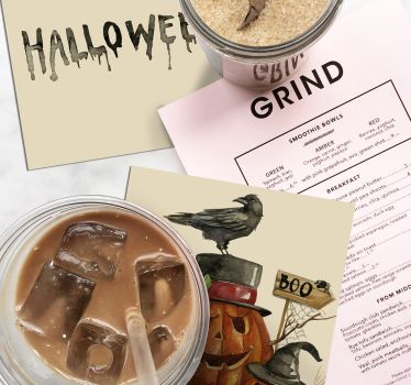 Tökös varjú jelenet poháralátétek halloween - TenStickers