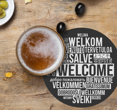 Üdvözlő többnyelvű poháralátétek sörszőnyegek - TenStickers