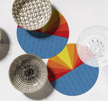 Vibráló geometrikus kör minta poháralátétek szörnyszülött - TenStickers