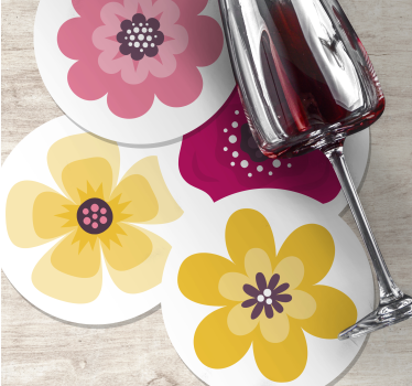 Vibráló virágmintás poháralátétek szörnyszülött - TenStickers
