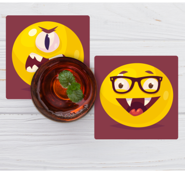Vicces mosolygó arcok poháralátétek szörnyszülött - TenStickers