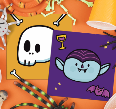 Vidám koponya vámpír arcok poháralátétek halloween - TenStickers
