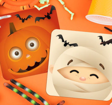 Vidám tök és múmia poháralátétek halloween - TenStickers