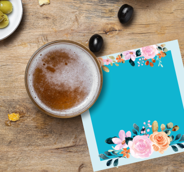 Virágos díszítésű téglalap poháralátétek testreszabható - TenStickers