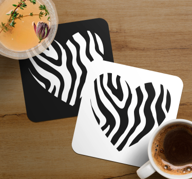 Zebra nyomtatott szívek modern alátét - TenStickers