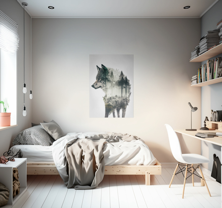 Farkas dupla expozíciós állat poszter - TenStickers