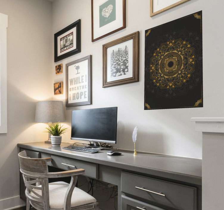 Fekete mandala pillangó poszter - TenStickers