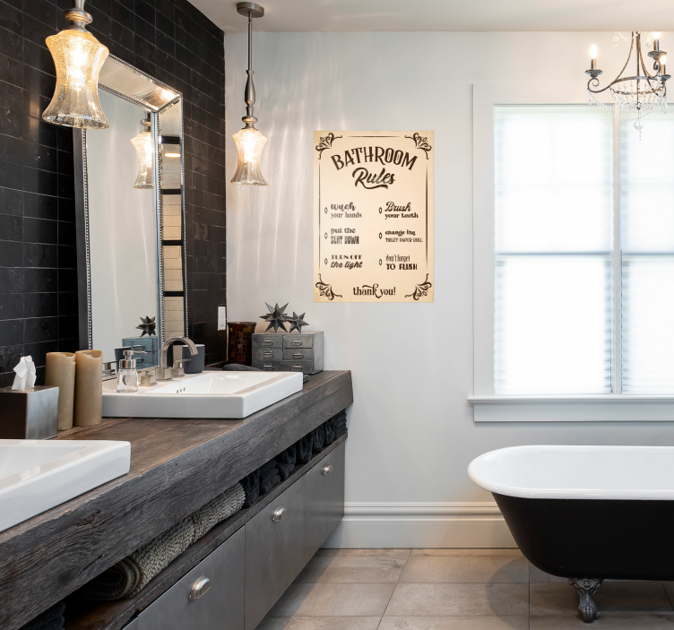 Fürdőszoba szabályok vintage poszter - TenStickers