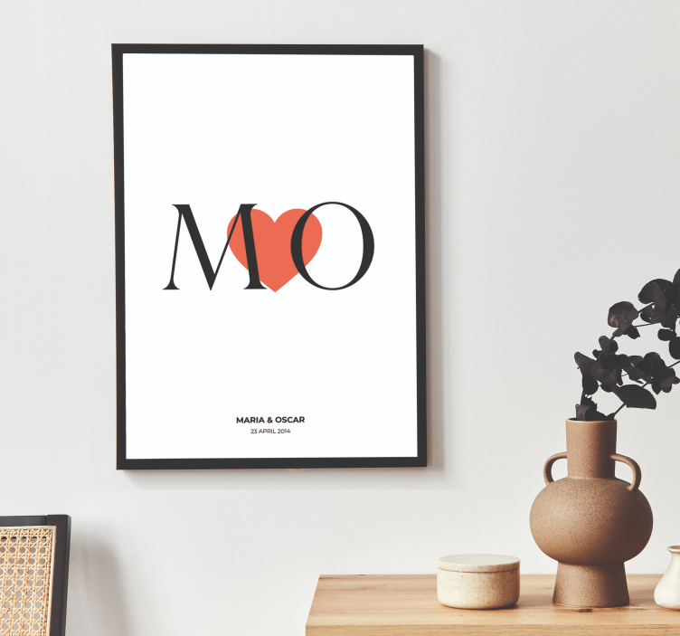 Kezdőbetűk egyéni szerelem testreszabható poszter - TenStickers