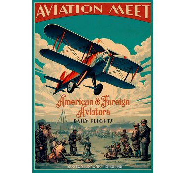 poszter vintage a repülés találkozója - TenStickers