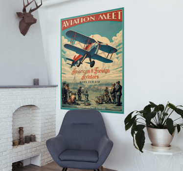 poszter vintage a repülés találkozója - TenStickers