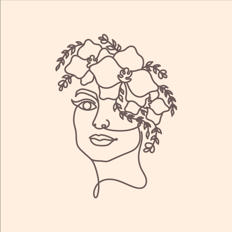 Minimalista aranyos női sziluett virágos plakát szobánként - TenStickers