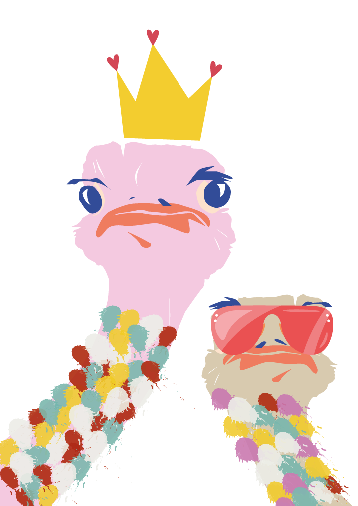 Színes struccok művészi stílus plakát szobánként - TenStickers