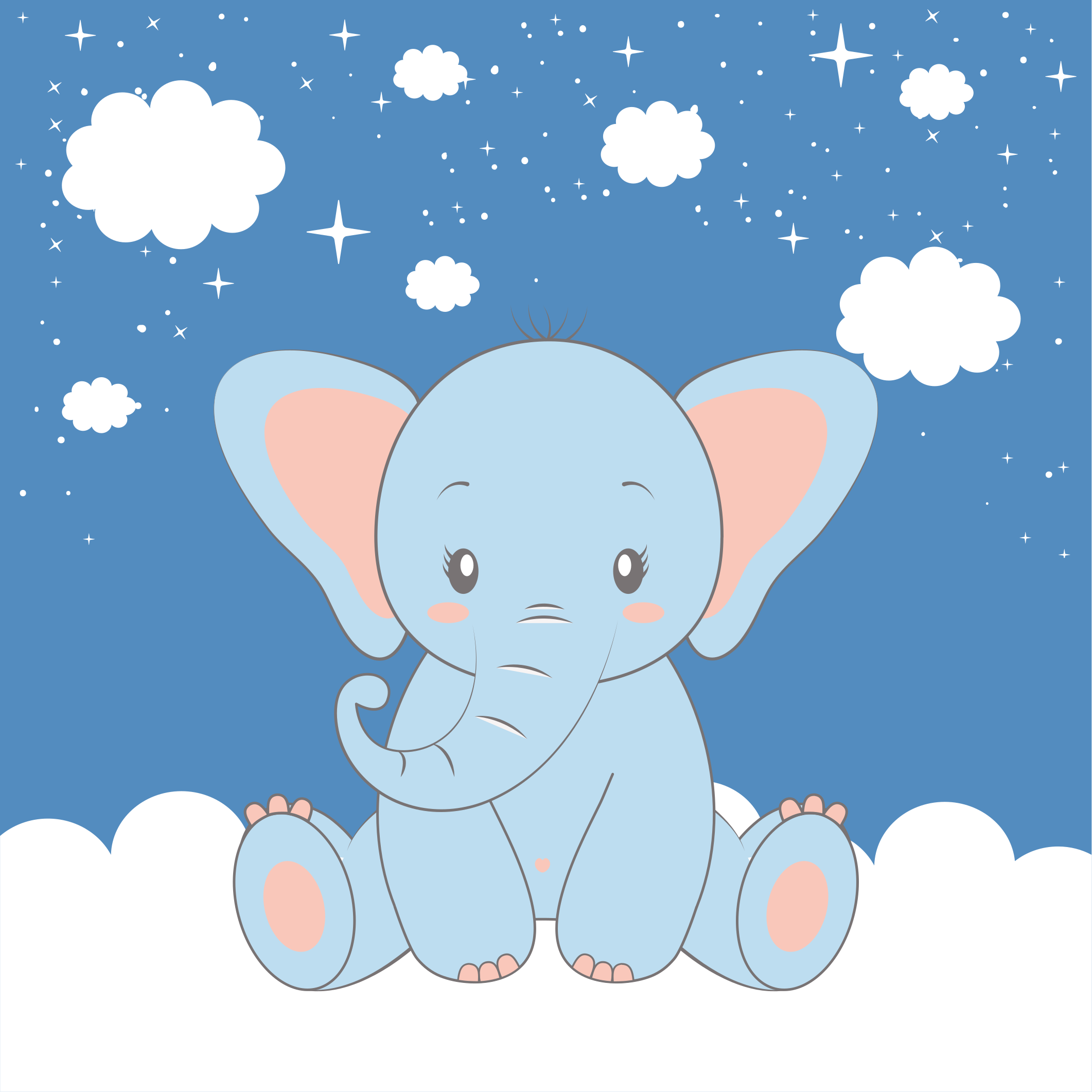 Cuki kis elefánt poszter gyerekszobába - TenStickers