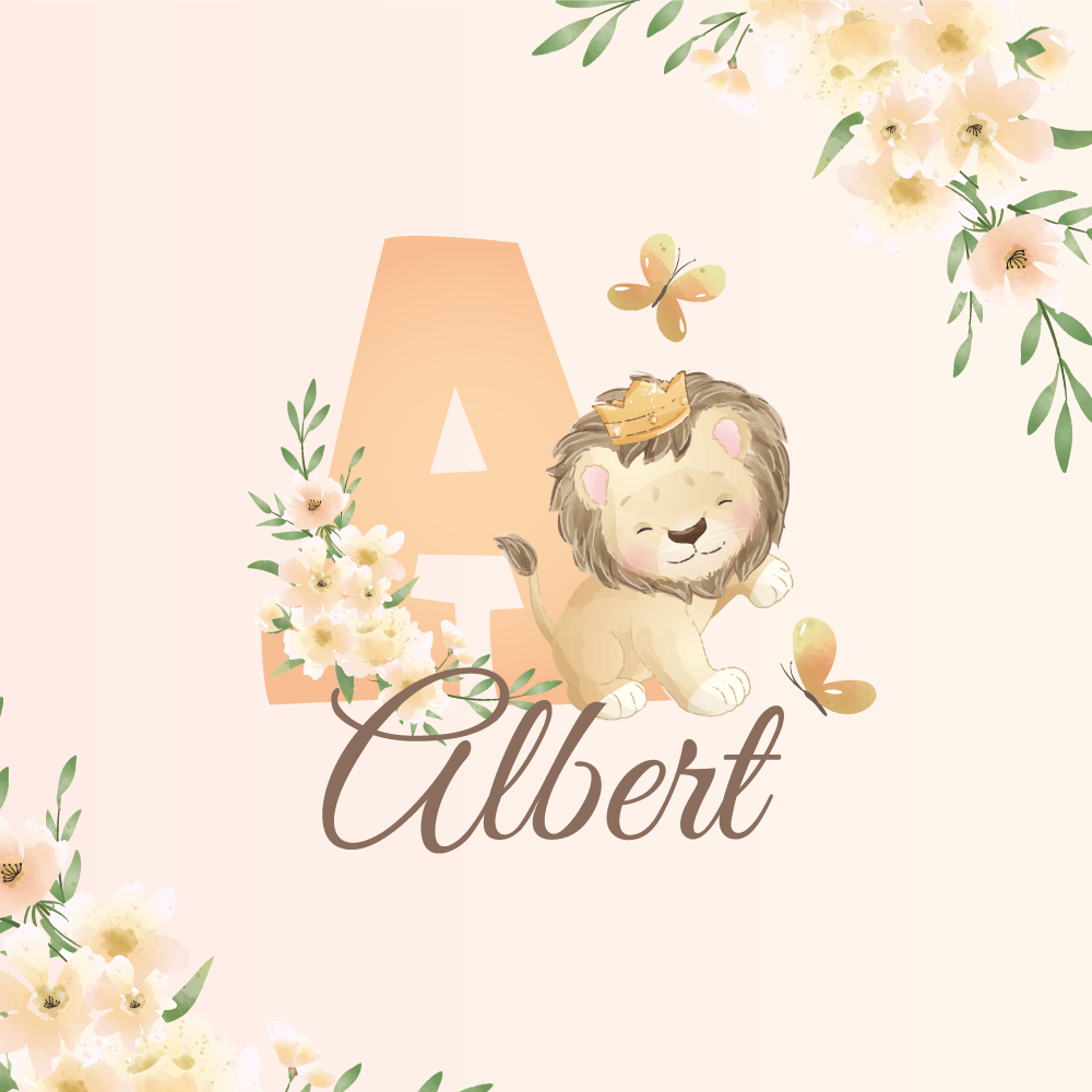 Aranyos állatok oroszlánnő névvel poszter gyerekszobába - TenStickers