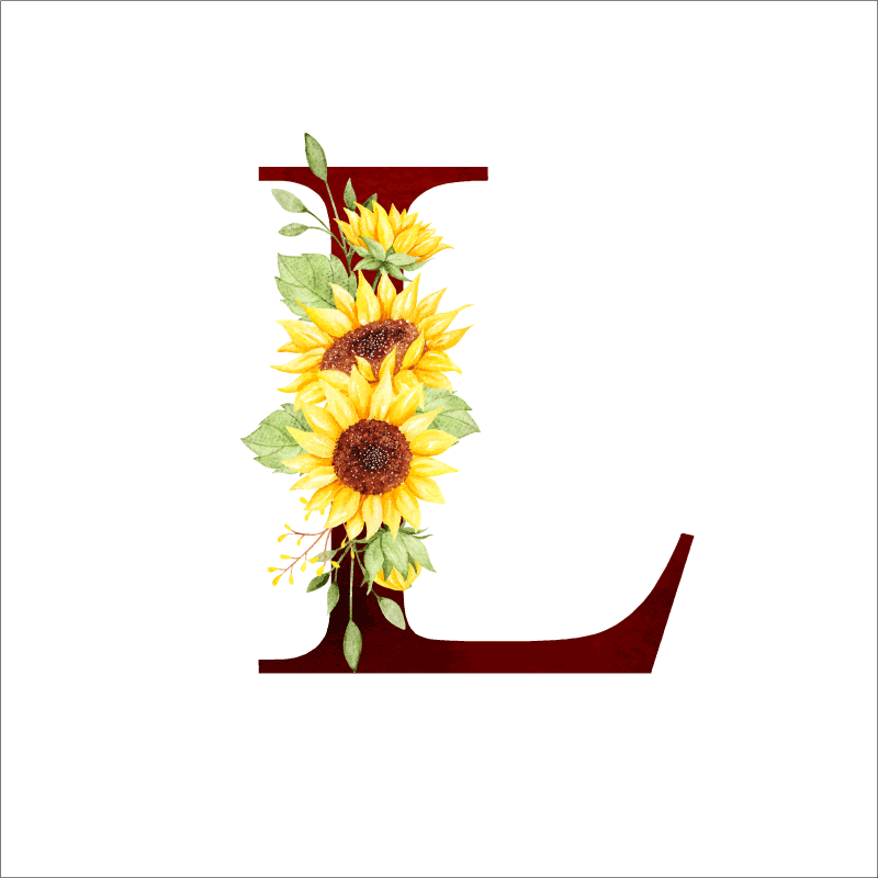 Egyedi kezdőbetűs napraforgó flores plakát - TenStickers