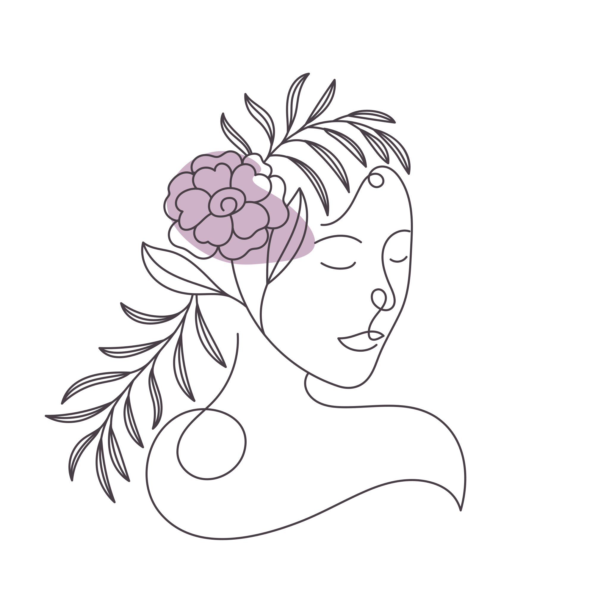 Minimalista női arc flores plakát - TenStickers