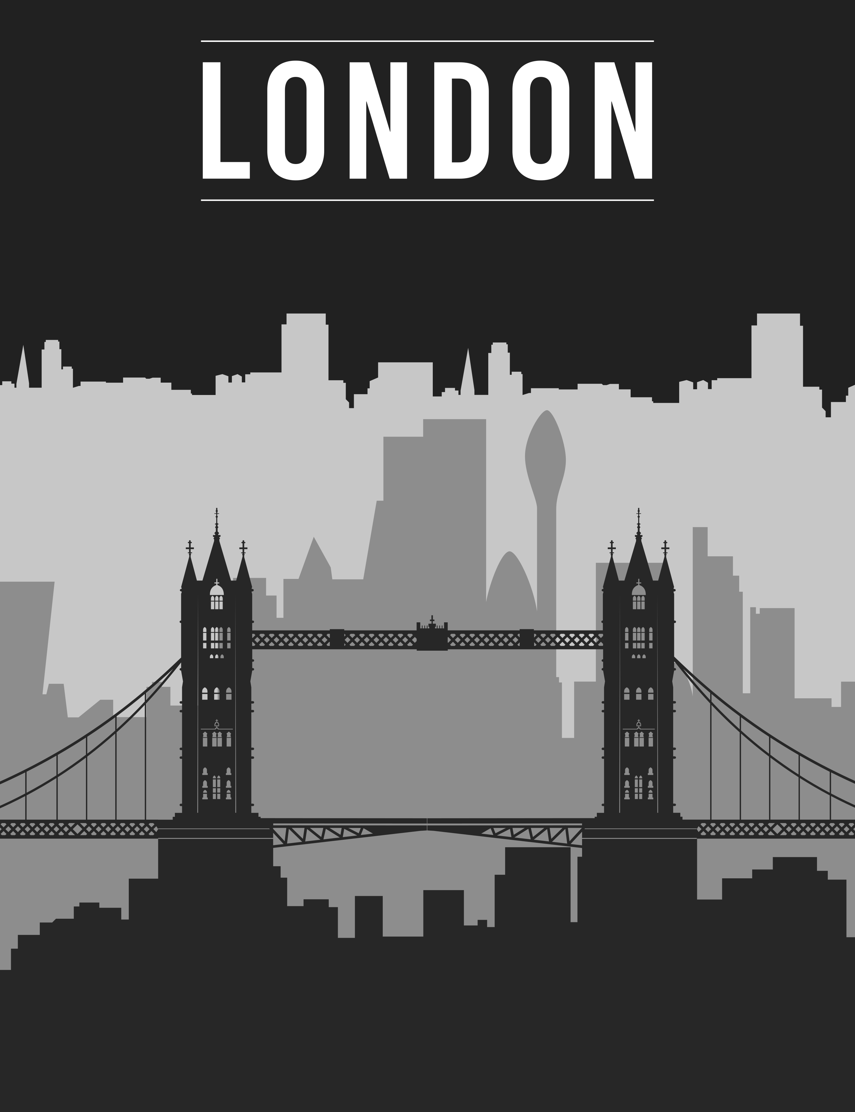 Fekete és szürke londoni látkép poszter kifejezések - TenStickers