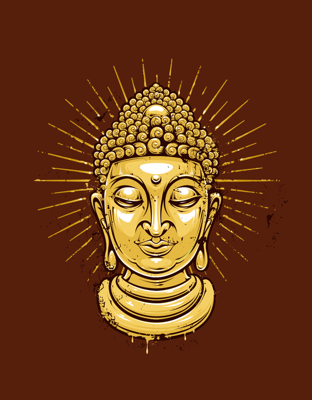 Poszter zen arany buddha sziluett - TenStickers