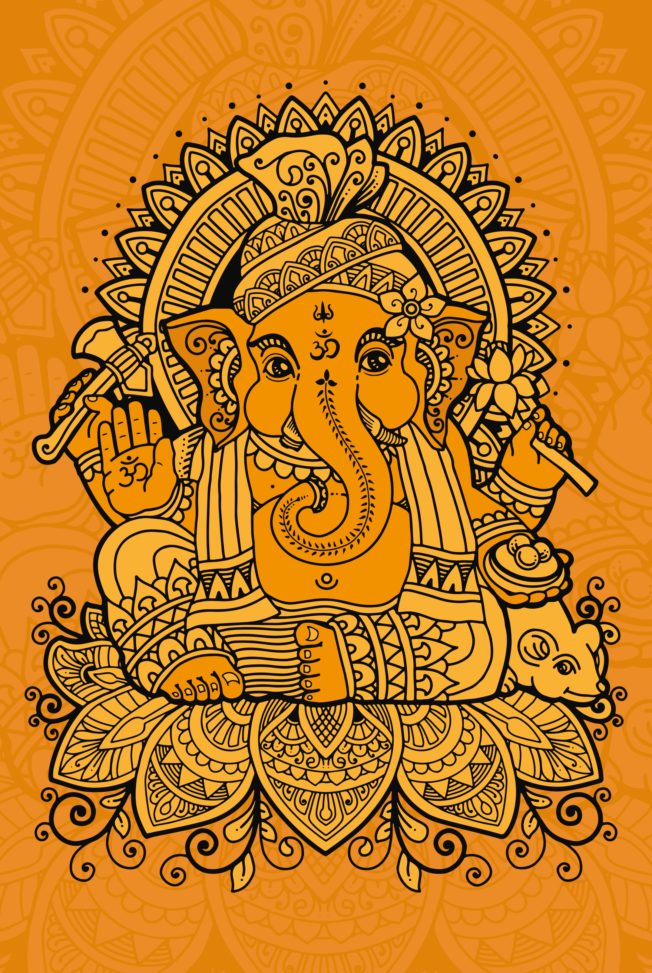 Poszter zen - mandala ganésával a középpontban - TenStickers