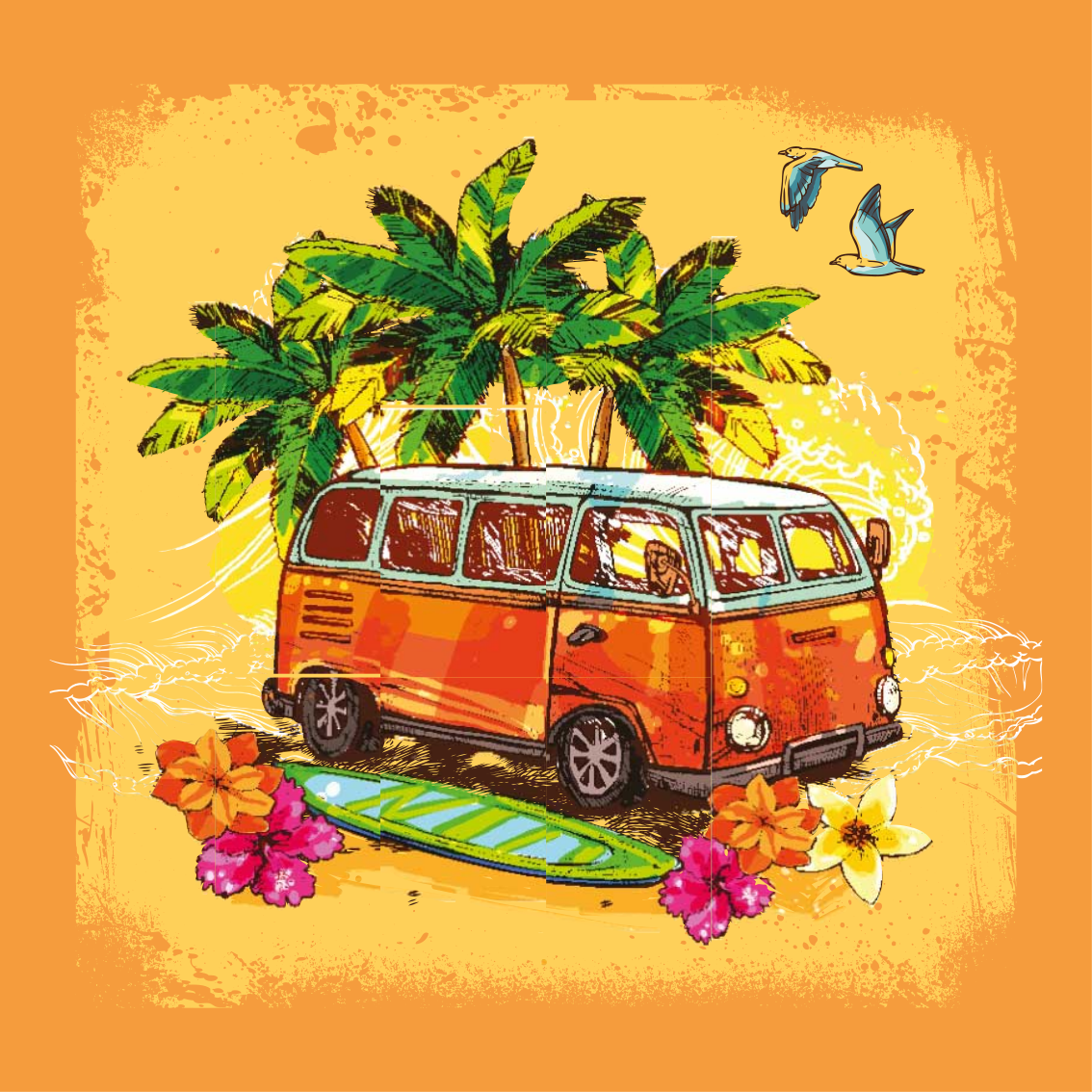 Classic surfing van plakát városok és országok - TenStickers