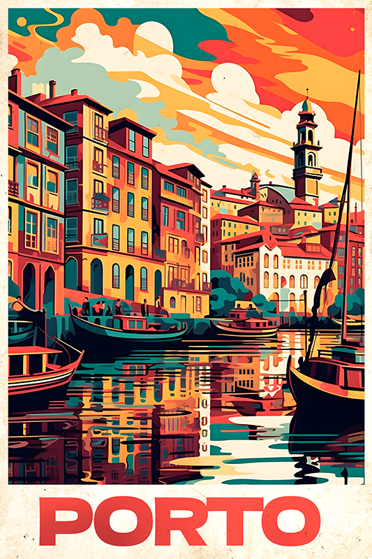 Oporto vintage plakát városok és országok - TenStickers