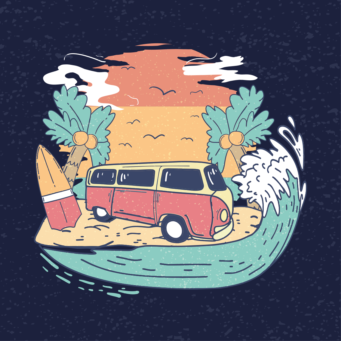 Surfing van jelenet plakát városok és országok - TenStickers