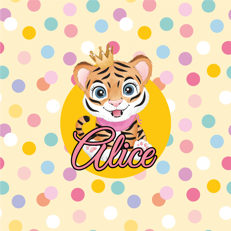 Aranyos tigris karakter testreszabható poszterek - TenStickers