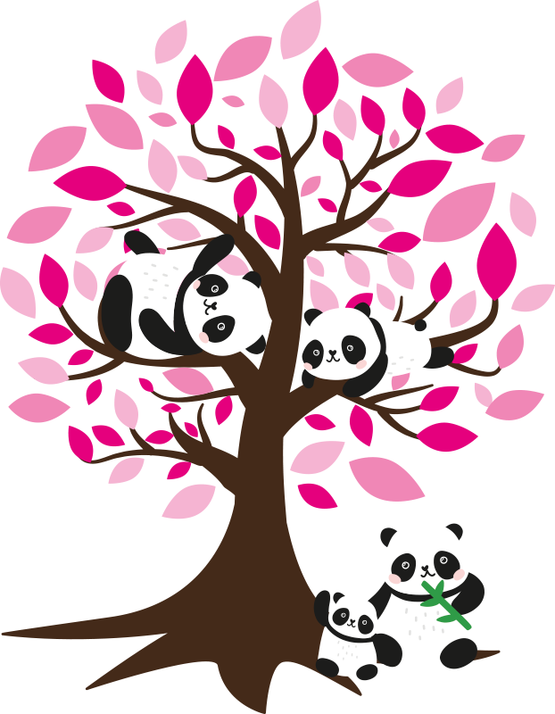 Panda gyerekek fája poszterfák - TenStickers