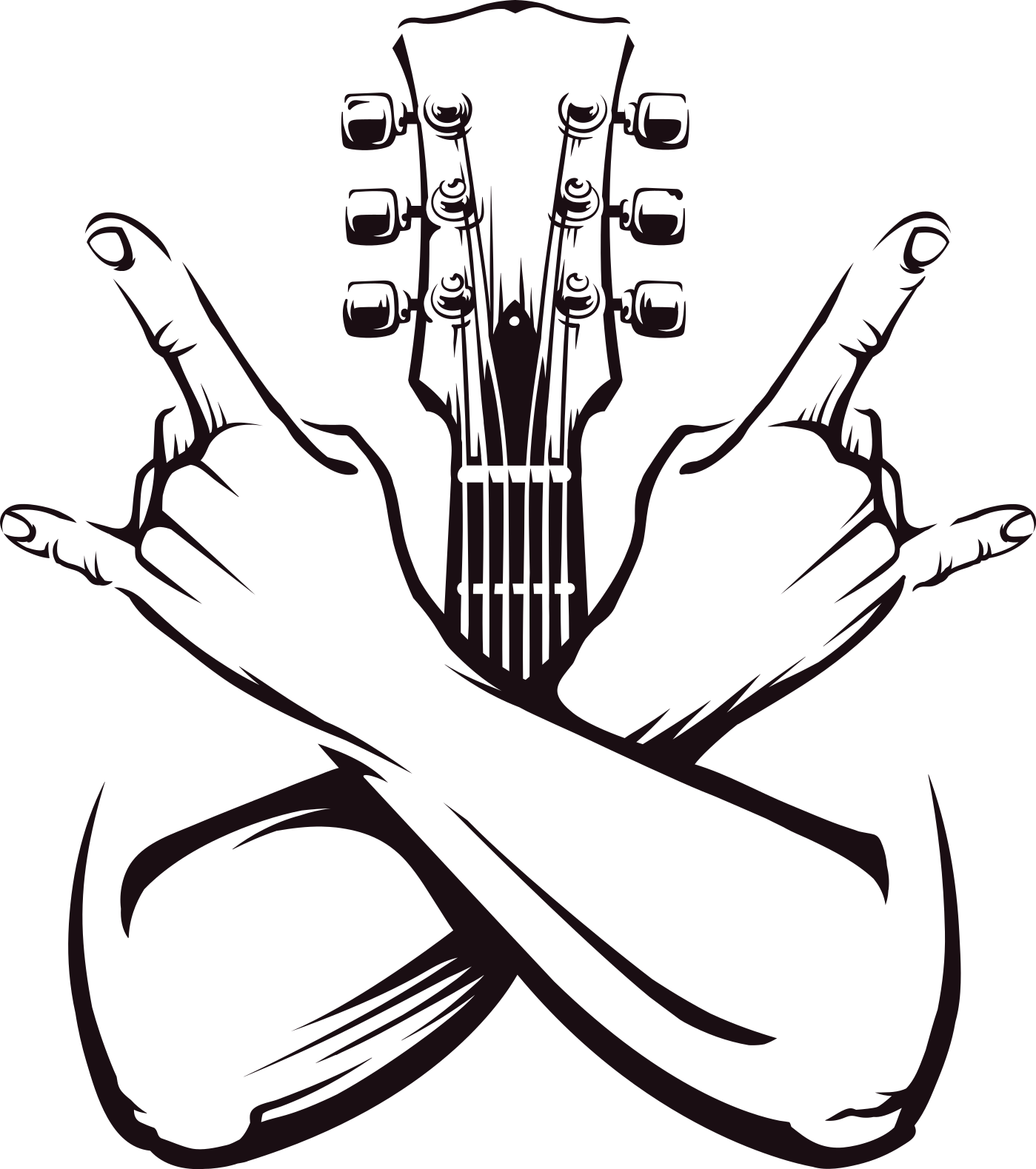 Keresztbe tett kezek jel rockzenei poszterek - TenStickers