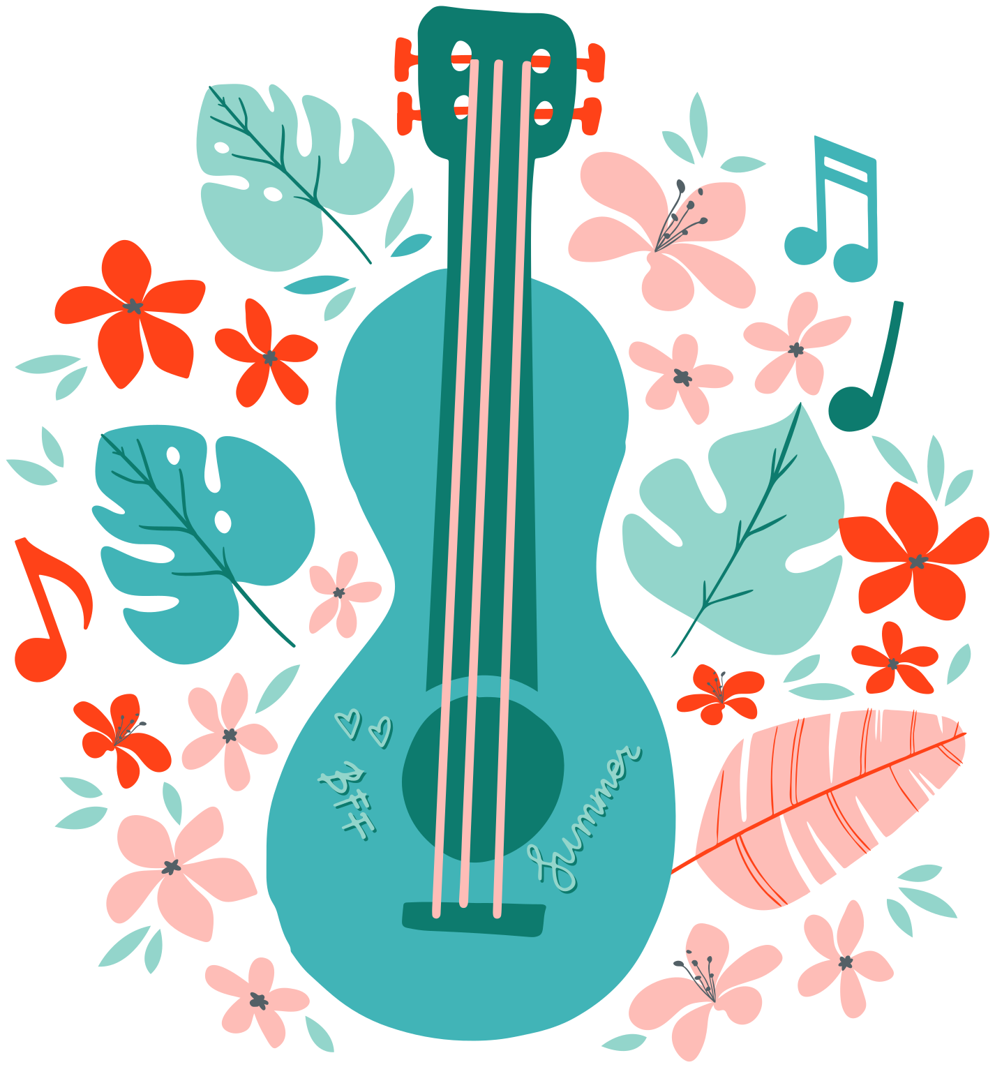 Virágos gitár zenei poszterek - TenStickers