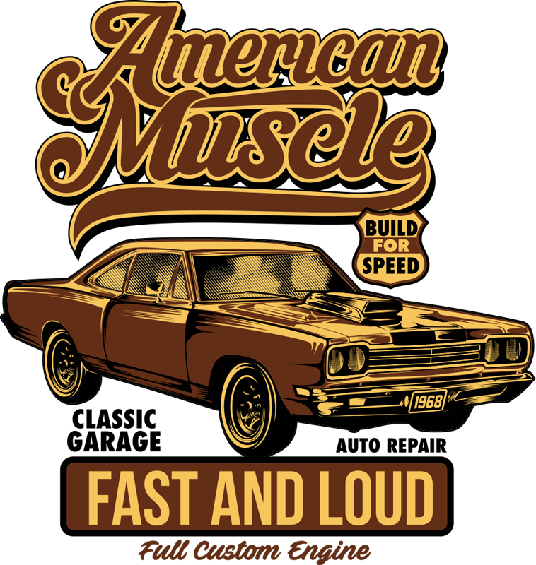Vintage poszter amerikai klasszikus autóhoz - TenStickers