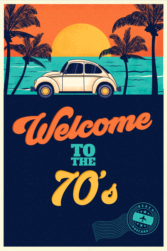 Üdvözlet a 70-es évek poszter vintage - TenStickers