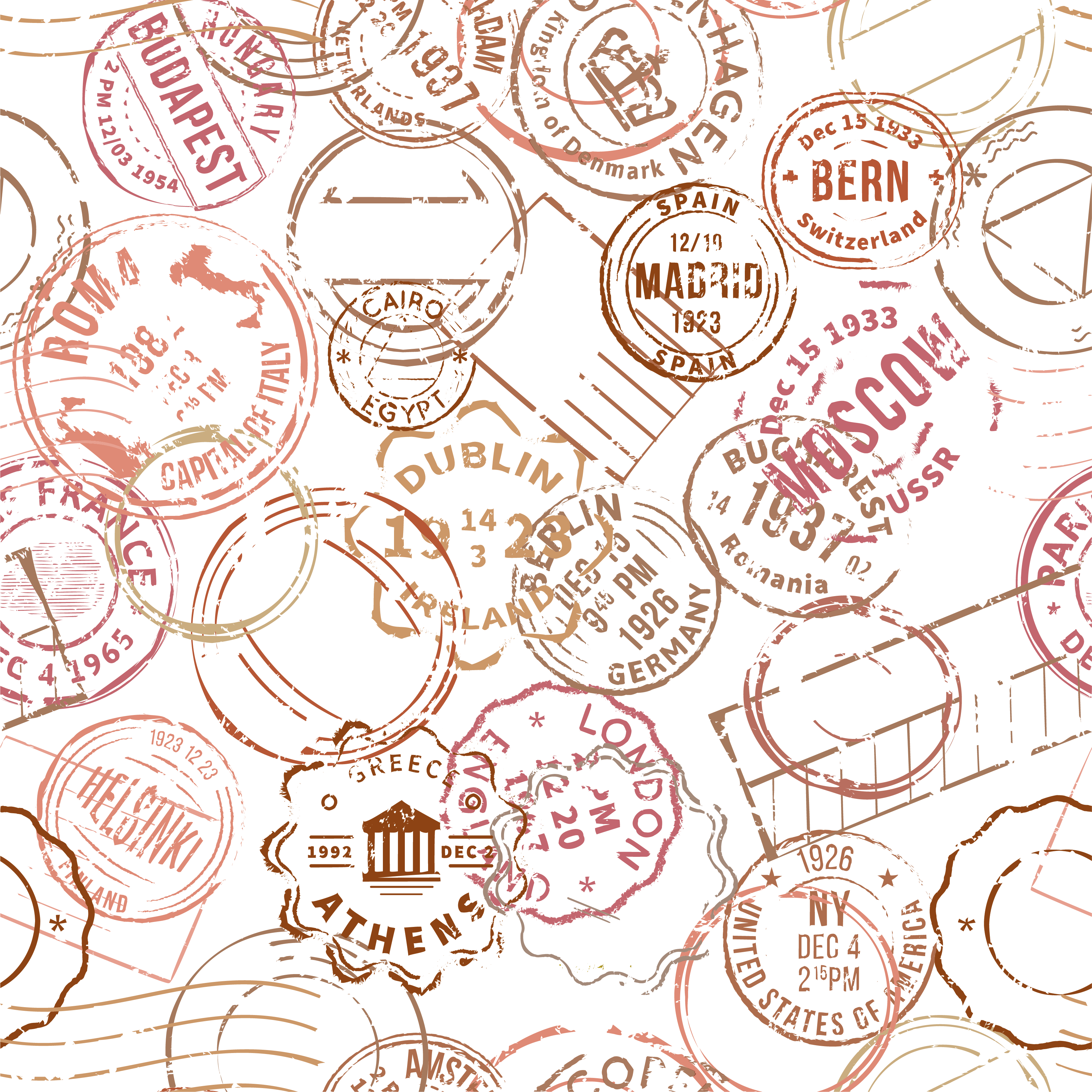 Retro bélyegek poszter vintage - TenStickers