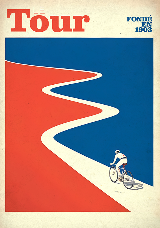 Vintage "tour" kerékpáros plakát - TenStickers