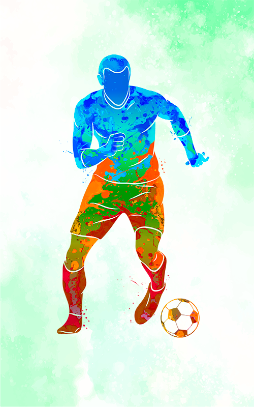 Vízfestmény játékos futball poszter - TenStickers