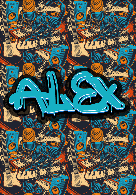 Egyedi retro zenei graffiti poszter - TenStickers