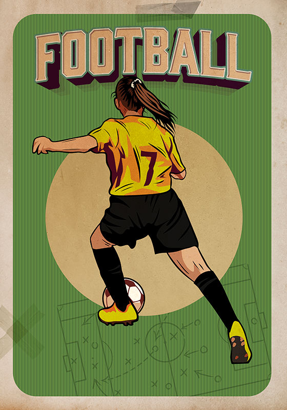 Női futball retro poszter - TenStickers