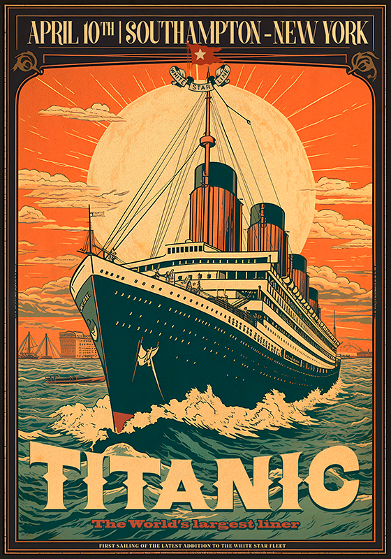 poszter vintage a Titanic első útja - TenStickers