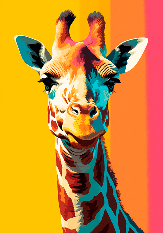 Giraffe portrait pop-art plakát - TenStickers