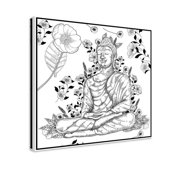 Buda blanco y negro buddha wall art - TenStickers