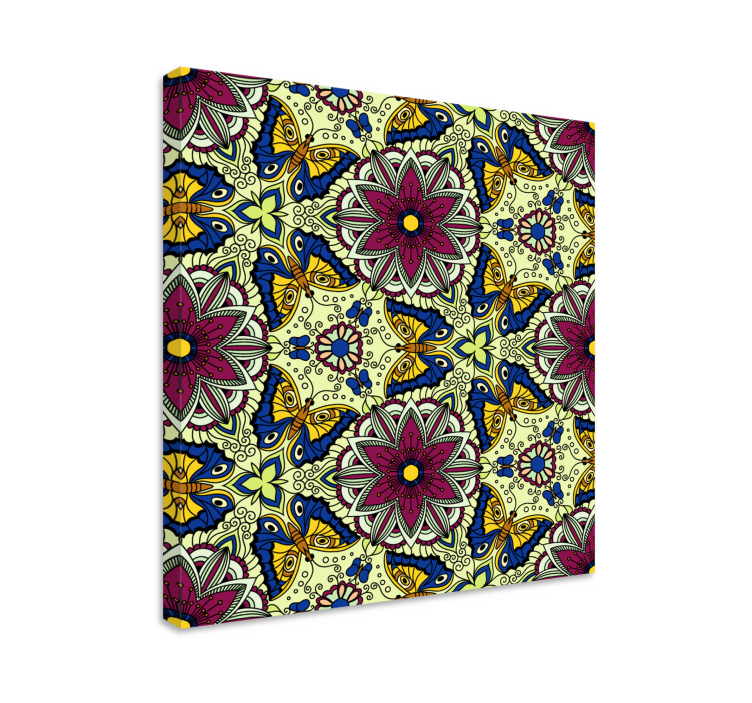 Virágos lepke minta vászon virágok és növények - TenStickers