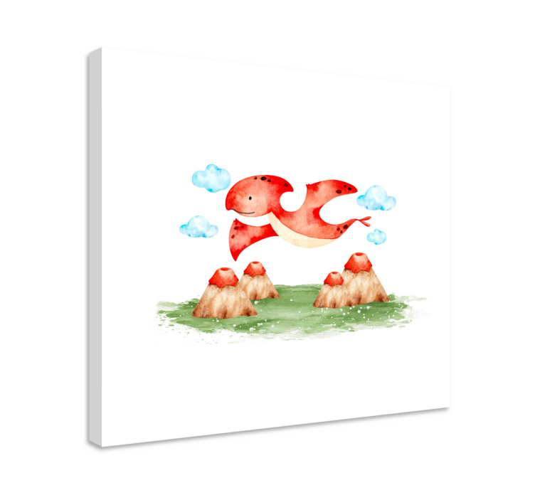 Repülő piros lény vászon dinoszaurusz - TenStickers