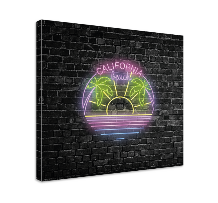 California beach neon - vászon városok és országok - TenStickers